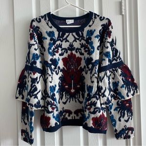 Club monaco cashmere blend wool floral sweater